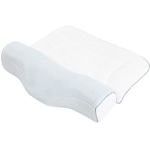 Traagschuimkussen for nekpijn, ergonomisch kussen, zij-/rugslaper, upgrade 2-delige nek- en nekkussens met massagemagneten Wasbaar anti-tractie-contourkussen(Blue)