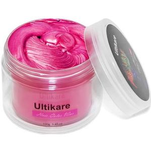 Hair Color Wax, Ultikare Tijdelijke Hair Dye Cream Modder Wasbaar Natuurlijke Hair Color Pomade, Styling Hair Clay voor Mannen Vrouwen voor Party, Cosplay, Halloween (Roze)