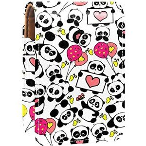 Mini Panda en envelop Draagbare Lipstick Case voor op reis, Mini Lipstick Opbergdoos met spiegel voor vrouwen dames, Lederen cosmetische etui, Meerkleurig, 9.5x2x7 cm/3.7x0.8x2.7 in
