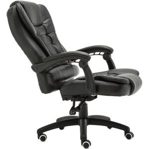 Gamingstoel PU lederen bureaustoel, gestoffeerde bureaustoel met wielen en ergonomische kantelfunctie, zwarte draaibare computerstoel Stijlvol