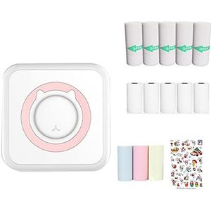 WANGCL Mini Draagbare Pocket Inktloze Fotoprinter met 13 Rollen Papier voor Draadloze IOS/Android Smartphone (Roze)