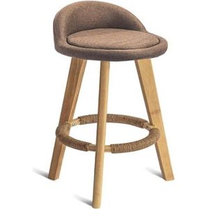 Barkrukken Bar Stools Soft Linen Seat Bar Chairs Hemp Rope Footrest Solid Wood Legs Low Backrest for Kitchen Pub Café Bistro/27.6 inch Tall kroeg(Coffee)