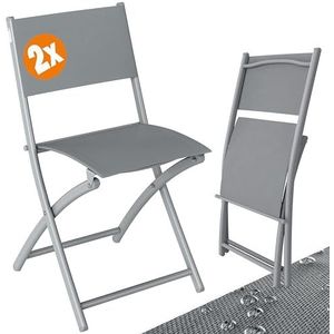 CASARIA® Set 2 Opvouwbare Tuinstoelen Metaal Weerbestendig Verstelbaar 46x52x80cm 130kg Klapstoelen Vouwstoelen Grijs