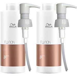 Wella Fusion Intense Repair Shampoo & verzorgende conditioner, 1000 ml, met 2 pompen - Beschadigd haar verzorging, Ongeparfumeerd, Kleurstofvrij - Reparatie en versterking van beschadigd haar