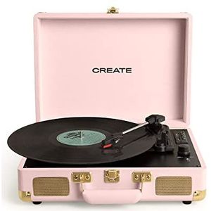 CREATE/RECORD PLAYER POP/Draagbare draaitafel Pastel roze/met Bluetooth USB, SD, MicroSD en Mp3