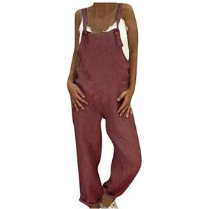 Binggong Jumpsuit voor dames, zomer, lang, linnenoptiek, tuinbroek, dames, bloemen, overall, retro, zomerbroek, romper baggy broek, rompertje met zakken