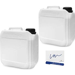 MARKESYSTEM Jerrycan van kunststof, 2 x 4 liter + markeringsset, stapelbaar, geschikt voor levensmiddelen, ideale tank voor water, chemicaliën enz. - Recyclebaar HDPE-materiaal