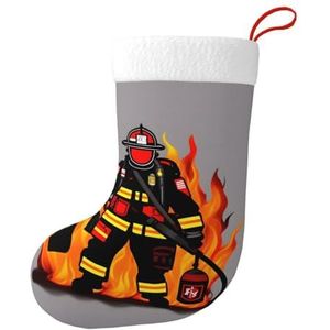 Aubnva Brandweerman Brandweerman Print Kerst Kous 17.7 inch Feestelijke Decor Voor Xmas Familie Bijeenkomsten Party Gunsten
