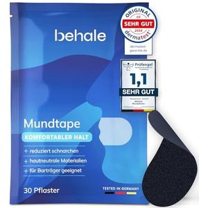 Behale - 90 x mondpleisters tegen snurken - mondtape voor het slapen I anti-snurkondersteuning I snurkstopper met sterkte op de baarddrager I mondpleisters slapen