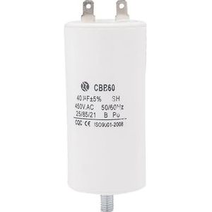 Bedrijfscondensator CBB60, 450 V, 40 uF, 2-polig, met onderste schroef