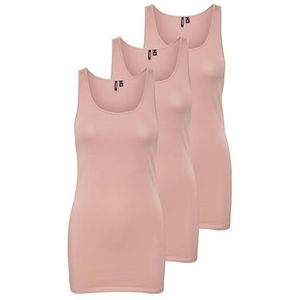 VERO MODA Dames VMMAXI My Soft Long Tank Top 3-Pack, Roze (3 x Misty Rose), S