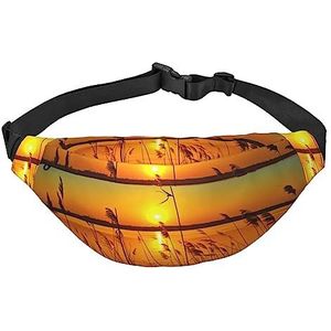 Rieten door de rivier bedrukte heuptas crossbody heuptas pack fanny pack heuptas, Zwart, Eén maat