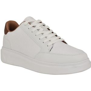 GUESS Creed Sneaker voor heren, Wit Cognac Logo Multi 140, 46 EU