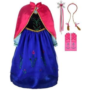 Lito Angels Peuter Meisjes Prinses Anna Jurk met Accessoires, Sneeuw Koningin Kostuum met Cape, Maat 110 Leeftijd 4-5 Jaar Markering 120