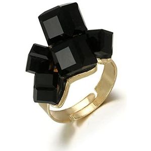 Ringen Tocona punk antieke zwarte kristallen steen opening gouden ringen set for vrouwen mannen verstelbare gotische verklaring partij sieraden 925 Sterling Zilver Ring (Size : 6402-black)
