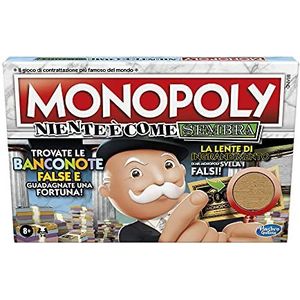 Hasbro Monopoly - Niets is zoals het eruit ziet, bordspel voor gezinnen en kinderen vanaf 8 jaar, bevat de vergrotingslens van Mr. Monopoly, Nederlands en Frans / ‎Meertalig