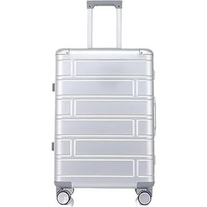 Lichtgewicht Koffer Reiskoffer Hardshell Handbagage Met Stille Vliegtuigspinnerwielen Koffer Koffer Bagage (Color : White, Size : 20inch)