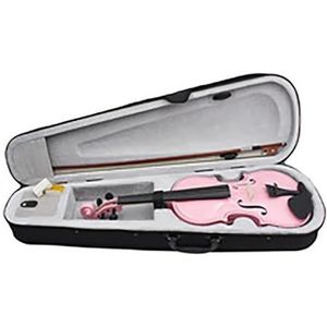 viool 4/4 Viool Massief Hout Zwart Roze Akoestische Viool Voor Beginners (Color : Pink)