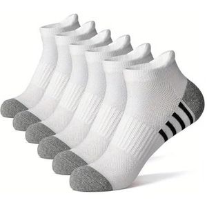 YIJIANUO 6pairs Compressie Athletic Sokken voor heren, casual hardloopsokken, mesh ademend, vochtafvoerende zweetafvoerende sportsokken, 6 paar wit, EU38-44