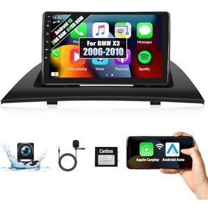 2G+64G Android 13 autoradio voor BMW X3 E83 (2004-2012) met Carplay draadloze Android Auto 9 inch touchscreen autoradio met GPS HiFi FM/RDS WiFi Bluetooth + achteruitrijcamera en mic