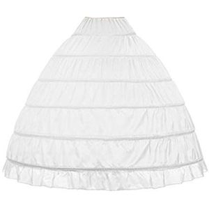 wowbridal Vrouwen 6 hoepels rok Crinoline Petticoats Slips Floor Lengte voor Bruidsjurk, Wit, M