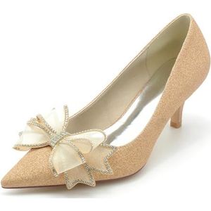 EICOFF Trouwschoenen Strass Stiletto Hoge Hakken Pumps Dames Gesloten Teen Bruidsschoenen Bruiloft Jurk Party Prom Feestschoenen,Champagne,36 EU