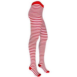 VEGATEKSA Gestreepte panty voor dames, van gekamd katoen, Oeko-Tex Standard 100 gecertificeerd, huidvriendelijk, vele kleuren, rood, wit, XL