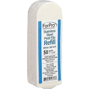 ForPro Professional Collection Roestvrij stalen pedi bestand navulling, 180 korrels, wit, EZ-Strip Peel Pedicure Refill Pads, 1.25"" B x 4"" L, 50-Count