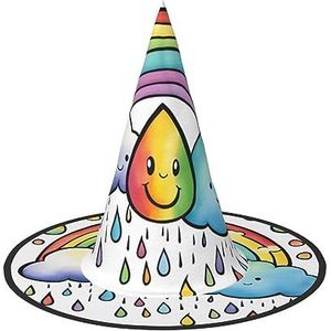 SSIMOO Regenboog wolken regendruppel 1 Halloween feesthoed, grappige Halloween-hoed, brengt plezier op het feest, maak je de focus van het feest
