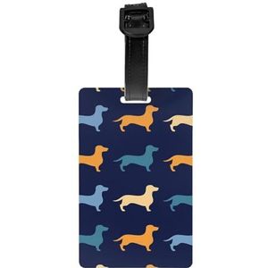 Teckel Blauw Oranje Hond, Bagagelabels PVC Naamlabel Reiskoffer Identifier ID Tags Duurzaam Bagagelabel