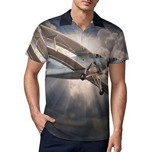 Retro stijl tweedekker heren golf poloshirt zomer korte mouw T-shirt casual sneldrogende T-shirts XL