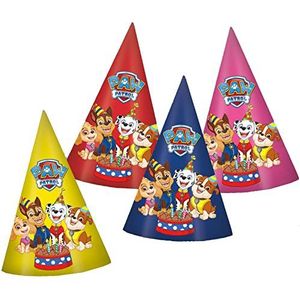 TIB Heyne 6 feesthoeden * Paw Patrol * voor kinderverjaardag en themafeest | met elastiek | decoratie kinderen verjaardag party hoed hoeden cones bekleding 15 cm