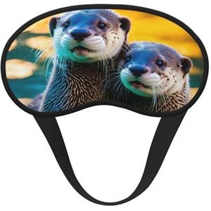 Dier Leuke Bruine Otters Print Unisex Verduisterend Slaapmasker Comfortabel Oogmasker voor Reizen Meditatie Slaap Reizen
