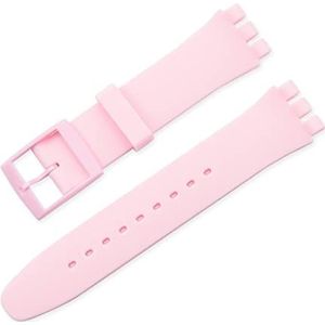 LUGEMA Candy Kleur Siliconen Band Compatibel Met Swatch 12mm 16mm 17mm 19mm 20mm Transparante Mode Vervanging Armband Band Horloge Accessoires: (Color : Light pink, Size : 17mm)