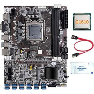 AMIUHOUN B75 12 Kaart GPU BTC Mijnbouw Moederbord+G1610 CPU+Thermisch Vet+ Kabel 12XUSB3.0 (PCIE) Slot LGA1155 DDR3 RAM MSATA
