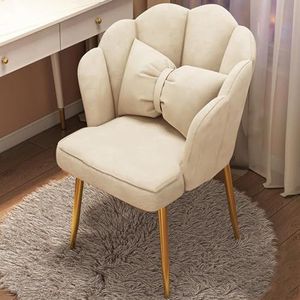 Velvet Vanity Chair Glam Vanity Chair Make-upstoel met metalen poten Gevoerde zitting Eetkamerstoelen Stijlvolle stoel for make-up, woonkamer, keuken, slaapkamer (Color : A, Size : 53 * 45 * 80CM)