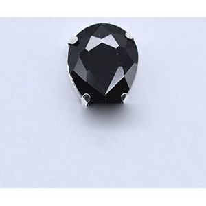 4-40MM 24-Kleuren Naaien Op Water Druppels Strass Crystal Zilver Klauw Knop Teardrop Voor Sieraden/Jurk Tas Schoen Diy Trims-Zwart, 6x8mm 20st