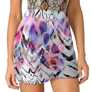 Psychedelische Zebra Pauwstrepen Dames Skorts Hoge Taille Tennisrok Gelaagde Korte Mini Rok Culottes Skorts Met Zakken 3XL