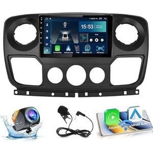 Android 14.0 2 Din Autoradio 9"" Touchscreen Auto Stereo voor Renault Master/OPEL Movano/Nissan NV400 2010-2021 met Draadloze Carplay Android Auto GPS navigatie AHD Omgekeerd beeld Stuurwielbediening(S