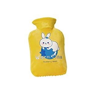 DieffematicRSD Warmwaterkruik PVC-warmwaterkruik met pluche hoes for pijnverlichting Student Leuke handwarmer Injectie Heetwaterzak Cadeau (Color : Yellow)