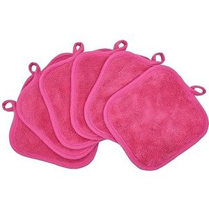 BloomSesame Make-up Remover Doeken voor gezicht, oog, lippen - herbruikbare make-up remover pads zachte microfiber gezichtsreinigingsdoeken 5 x 5 inch 6 Pack (donkerroze)