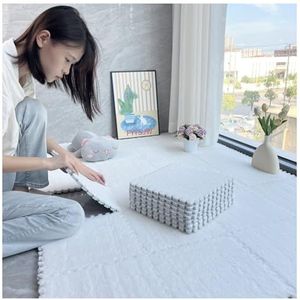 Zeyeo 40 Stuks 12x12x0,4 Inch Pluche In Elkaar Grijpende Verdikte Schuimrubberen Vloermatten - Eenvoudig Te Installeren Tegels Voor De Kinderkamer En Woonkamer(White)