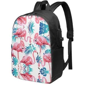 DEXNEL Flamingo vogel groene plant blad laptop rugzak voor meisjes en jongens, stijlvolle college school reizen casual dagrugzak boekentas, Zwart, Eén maat