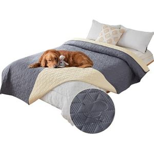 SHUOJIA Waterdichte huisdierdeken, bankovertrek voor huisdieren, bescherming voor huisdierbank, grote dekens voor honden en katten, banktopper (132 x 208 cm, grijs)