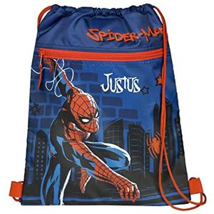 Gymtas Spider-Man jongens met naam | Gepersonaliseerde schoenenzak in blauw voor kinderen | Sporttas om dicht te trekken kinderrugzak incl. opdruk naar wens, blauw