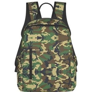 ZEEHXQ Muziek Opmerking Print Print Lichtgewicht Kleine Wandelen Dagrugzak Mode Rugzak Voor Vrouwen Mannen Outdoor Reizen, Groene Militaire Camo, Eén maat