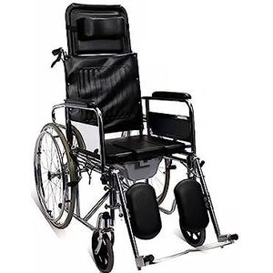 Opvouwbare handmatige rolstoel met hoge rugleuning en toilet voor gehandicapte ouderen, zelfrijdend rollend mobiliteitsapparaat 18 ""brede zitting