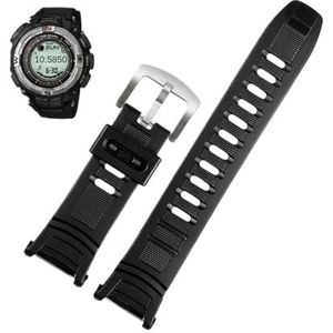 Fit for Casio PRW-1500 PRG-130Y PRG-130 PRW-1500Y PRW-1500 hars siliconen rubberen band 26 * 18mm PROTREK Sport horlogeband Mannen Armband(Color:Black-steel)