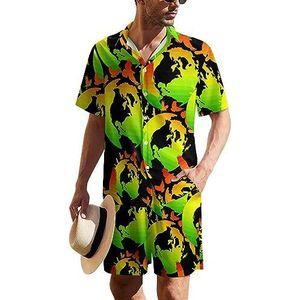 Earth Peace Doves Hawaiiaanse pak voor heren, 2-delig, strandoutfit, shirt en korte broek, bijpassende set