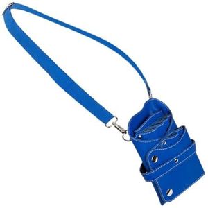 Kapperstas retro kapperstas met verstelbare riem, draagbare kappersschaar, blauw